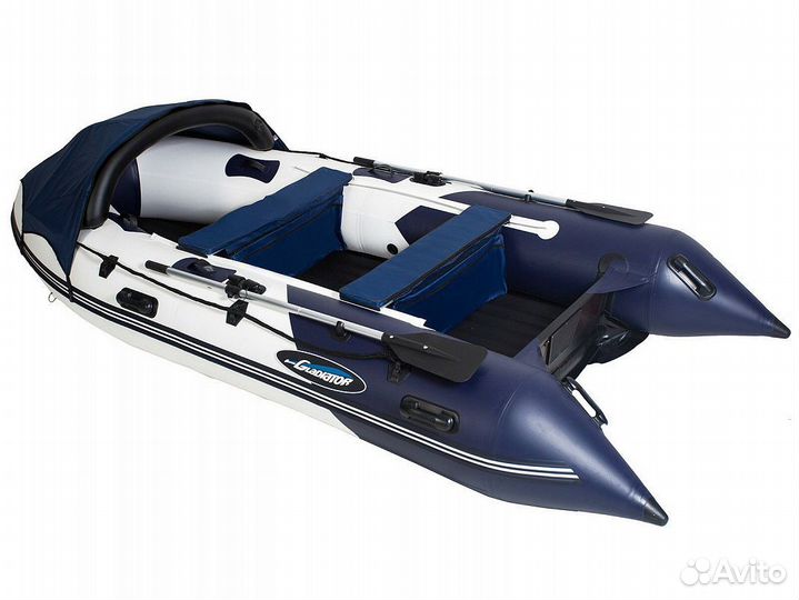 Моторная лодка пвх gladiator E380PRO бело-синяя