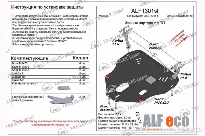 Защита картера и кпп Mazda 2 all 2008-2015 4586