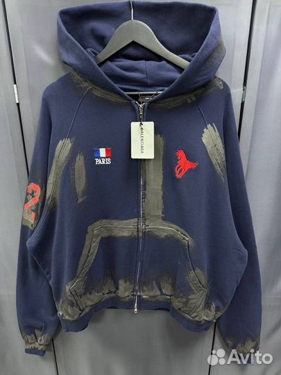 Зип худи balenciaga x polo ralph lauren синее