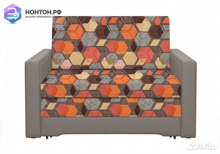 Диван выкатной Виктория-5 с узором коричневый