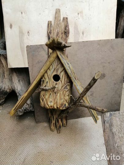 Скворечник, из натурального дерева, ручная работа