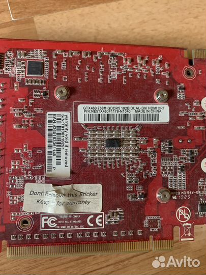 Видеокарта gainward gtx 460 768m