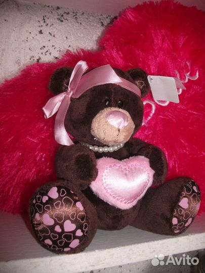 Мишка Тедди с розовым сердцем 17 см Мягкая игрушка