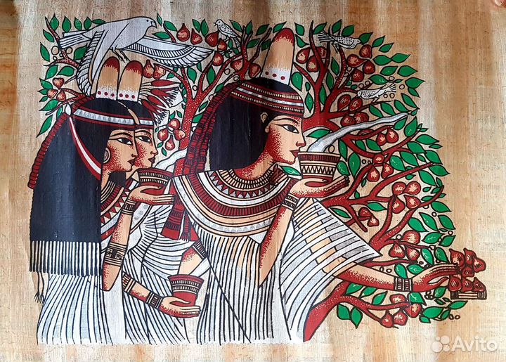 Картина на папирусе в багетной рамке