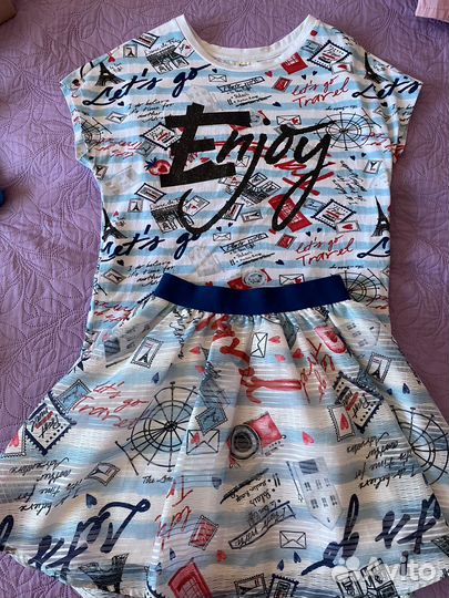 Юбка button blue 10(140), костюм