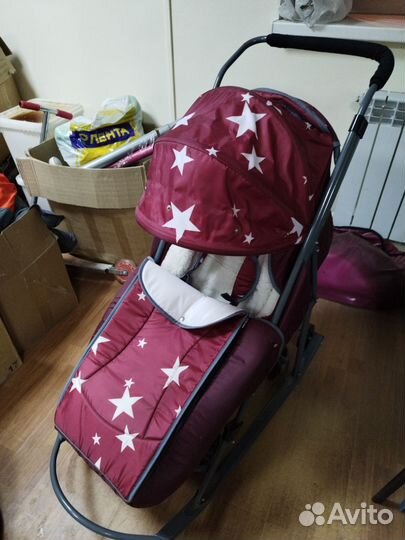 Коляска санки с утеплителем и дождевиком