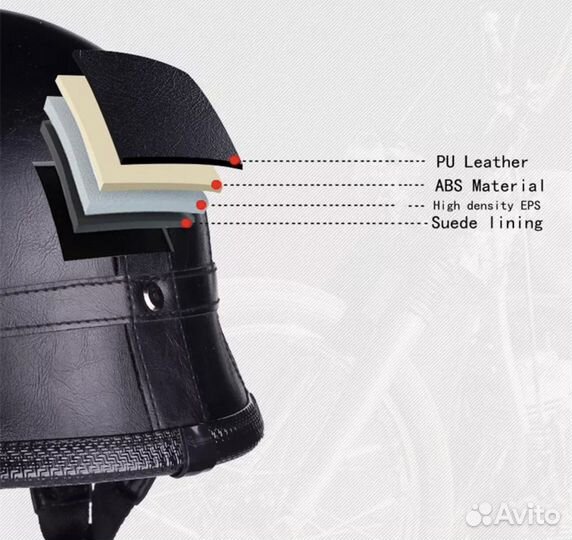 Открытый ретро мотошлем под немецкий