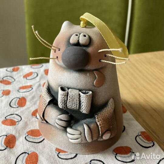 Н8 Колокольчик керамический кот