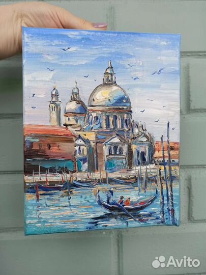 Картина маслом Венеция пейзаж морской лодки море