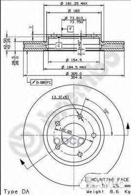 Диск тормозной UV Coated перед 09773111 Brembo