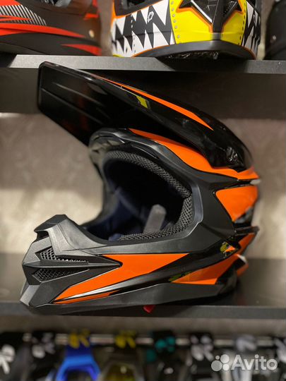 Мотошлем кроссовый/эндуро (серый-оражжевый)