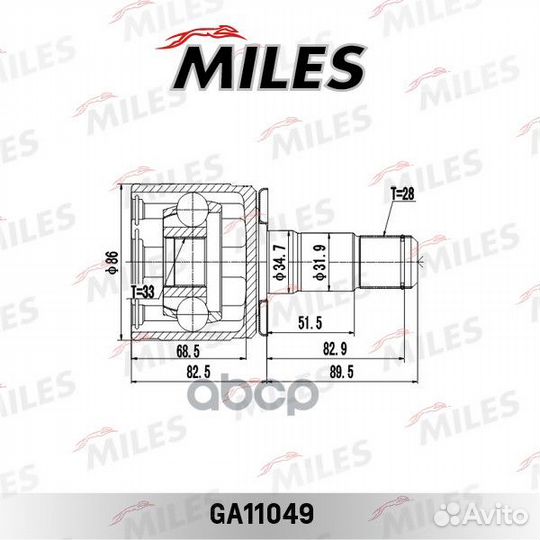 Шрус mitsubishi pajero II/sport I/L200 III-IV 2
