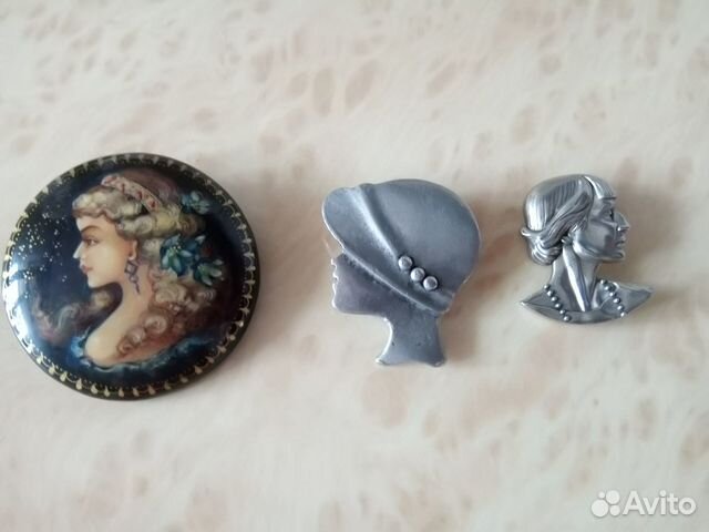 Броши винтаж камея ручная роспись