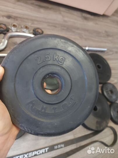 Гантели разборные + гриф W образный бу
