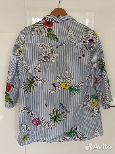 Рубашка zara в синяя в полоску