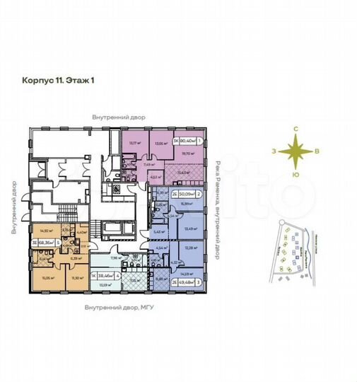 Своб. планировка, 38,1 м², 1/13 эт.