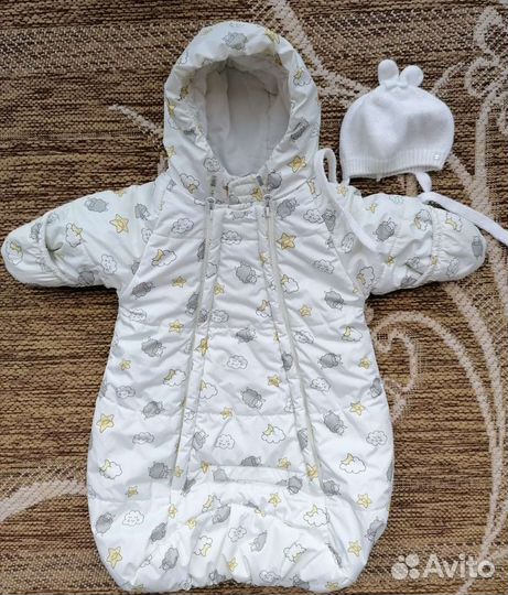 Конверт на выписку для девочки зимний 56р+ шапочка