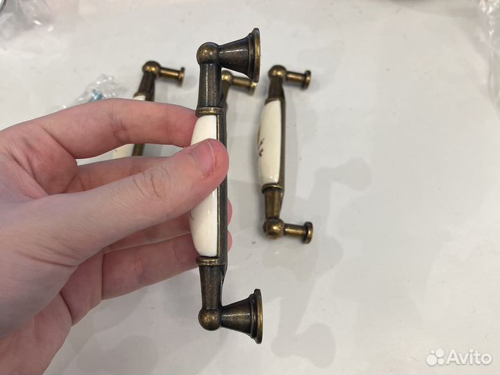 Мебельная ручка 96 мм старинная латунь