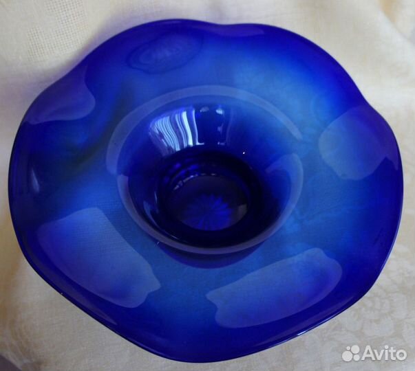 Кобальтовая ваза цветное стекло СССР