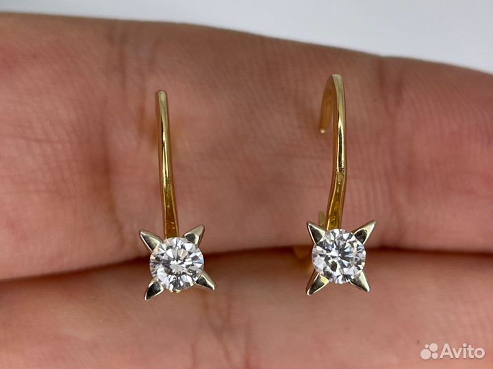Золотые серьги с бриллиантами 0.52 ct. 3/3A