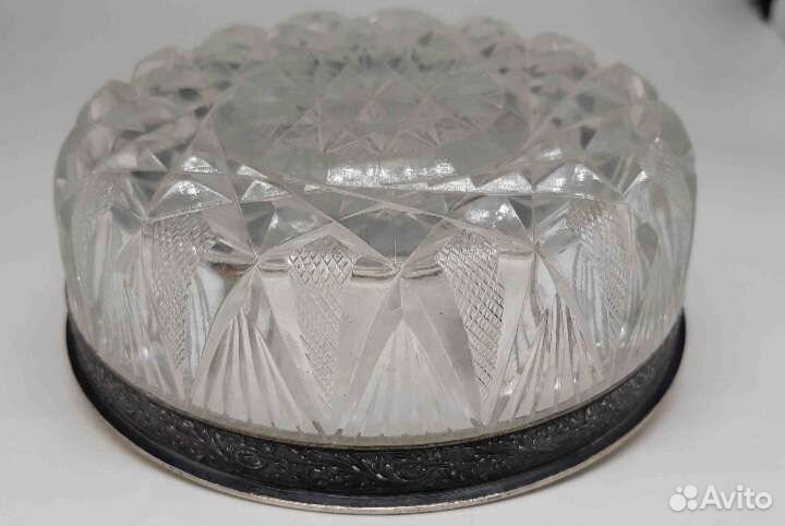 Конфетница хрустальная с серебром 875 пробы. СССР