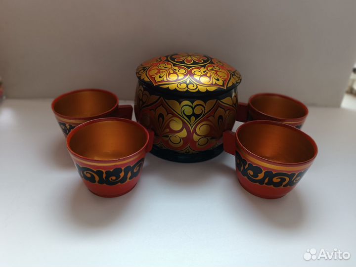 Набор деревянной посуды Хохлома