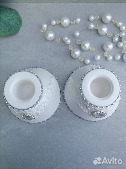 Подсвечник гипсовый с декором