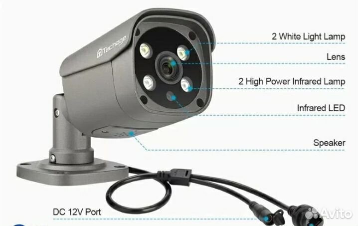 IP Камера Techage 5Mp 3.6мм PoE 48V/DC12V ик IP66