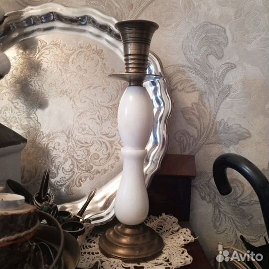 Подсвечник мрамор латунь