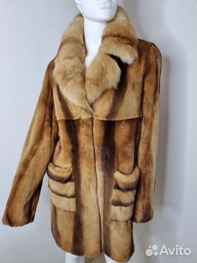 Шуба норковая с куницей 48'50 длина 85 см