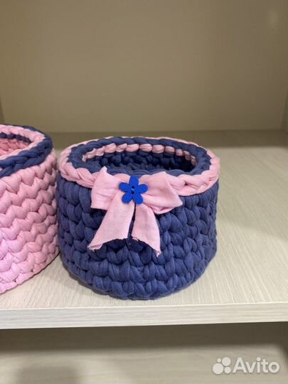Вязаные корзинки для хранения