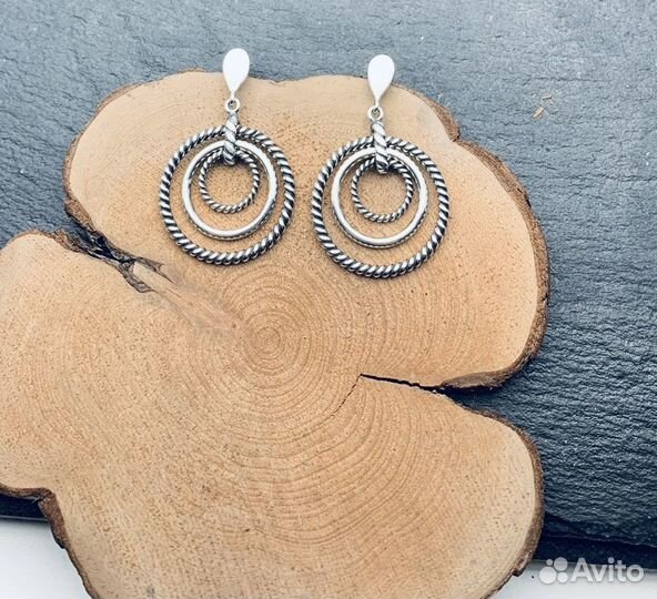 Серьги серебро длинные 925