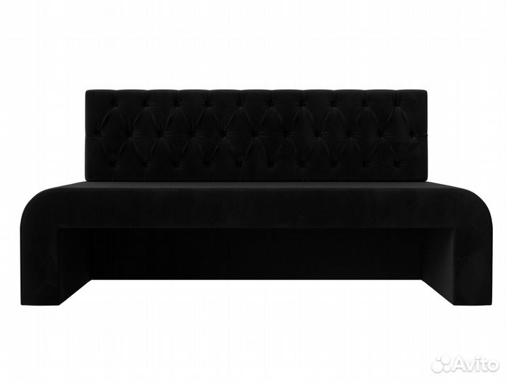 Диван кухонный прямой Кармен Люкс, велюр, черный
