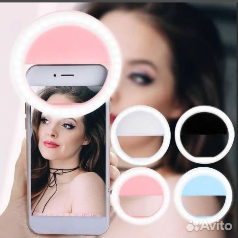 Вспышка-Кольцо для Селфи на Прищепке (Розовая)