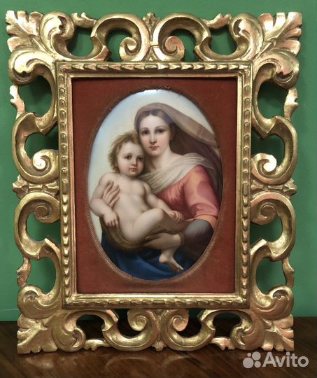 Антикварная плакетка «Сикстинская Мадонна»