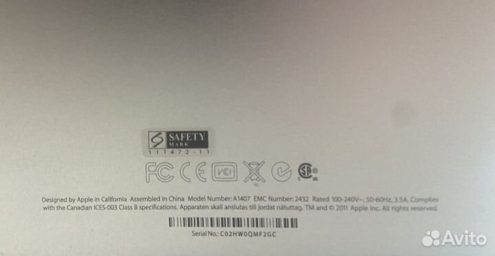 Apple thunderbolt display 27 a1407