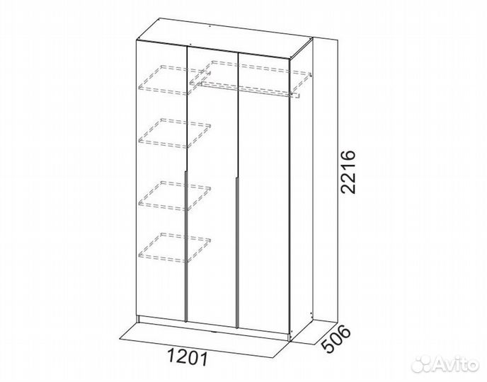 Шкаф шк-5 трехстворчатый 1200 мм Графит