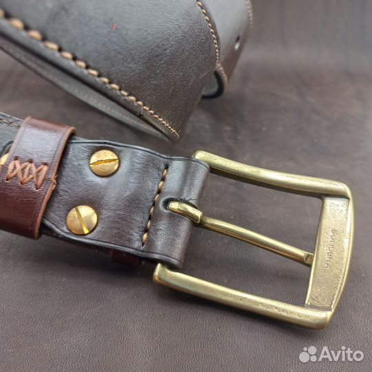 Мужской кожаный ремень ручной работы