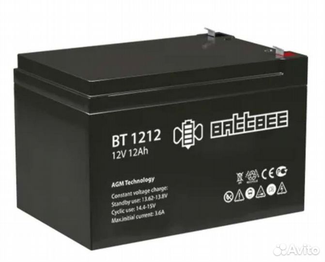 Аккумулятор свинцово-кислотный 12V 12Ah на рыбалк