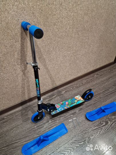 Самокат снегокат, лыжный самокат детский новый