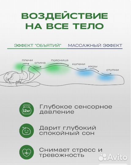 Утяжеленное одеяло евро 12 кг