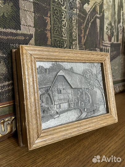 Винтажная настенная ключница олово дуб германия