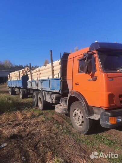 Услуги камаза с прицепом. лесовоз