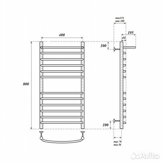 Электрический полотенцесушитель Point Серии Альфа П11 400x800 с полкой левый/правый, хром PN05148SPE
