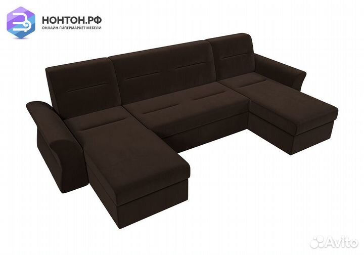 Диван п-образный дельфин Клайд микровельвет коричн