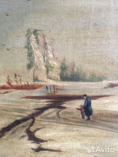 Старинная картина маслом на холсте