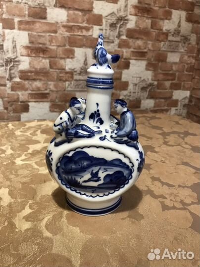 Гжель фарфор штоф охота