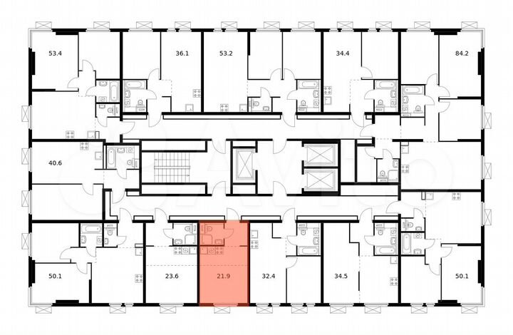 Квартира-студия, 21,9 м², 12/22 эт.