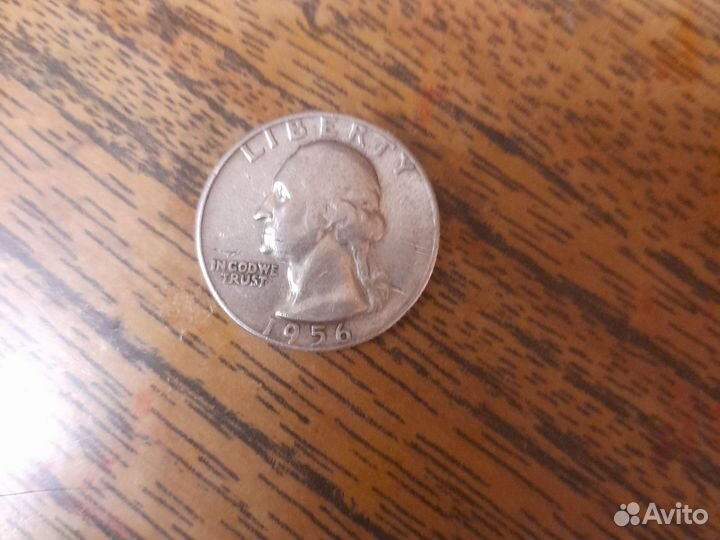 Квотер США 1956г перевёртыш либерти серебро