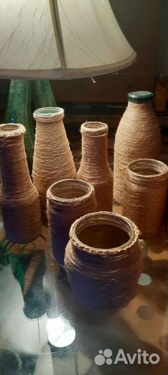 Баночки, вазочки интерьерные hand-maid основа+джут